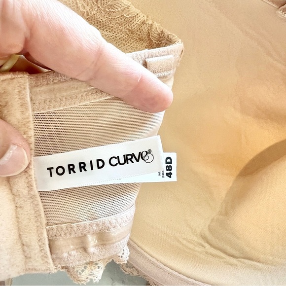 Torrid Bra Womens 48D Beige Nude Curve Lightly Lined Strapless Padded Lace - Picture 8 of 10